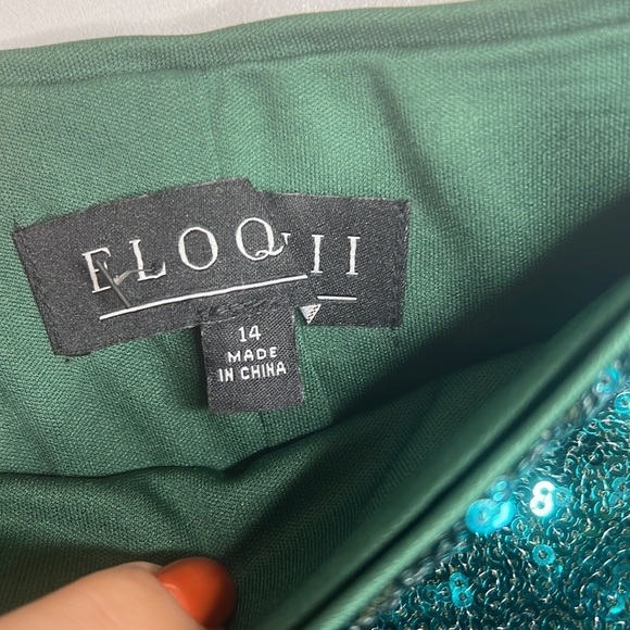 Eloquii Green Sequin MIDI Stretchy Skirt - Picture 4 of 7